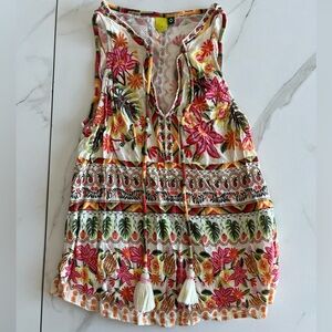 FARM Rio Floral Embroidered Sleeveless Top